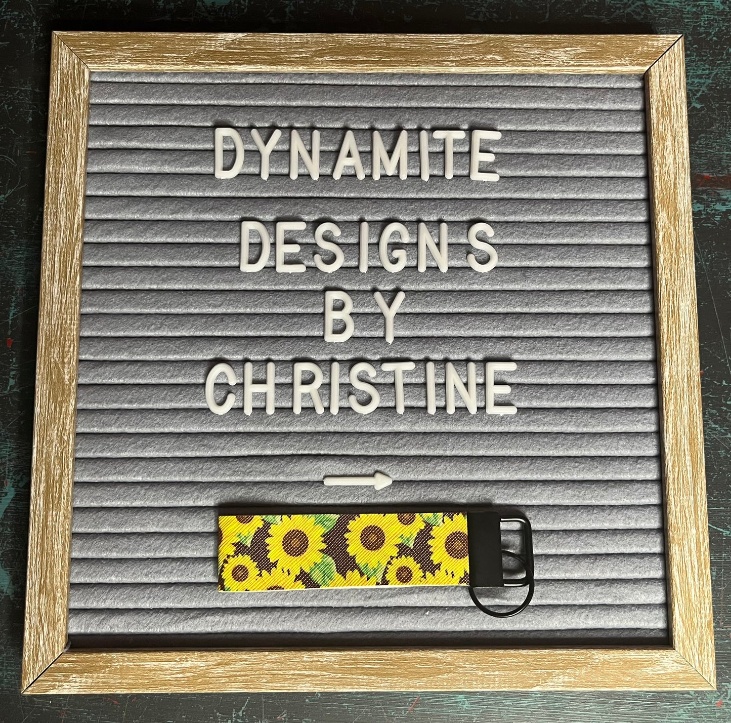 Sunflowers on dark background Faux Leather Keyfob