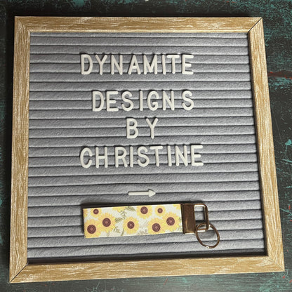 Sunflowers with white background Faux Leather Keyfob